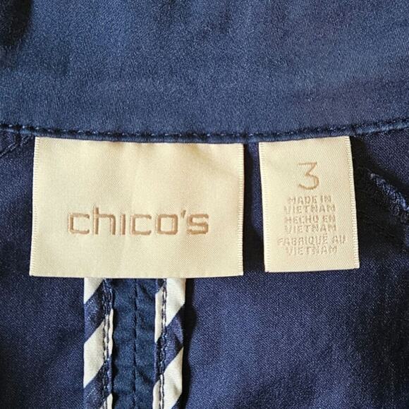 Chico's Twill Utility Jacket Zipper and Snaps Navy Women's Size 3 (XL) - Picture 5 of 9
